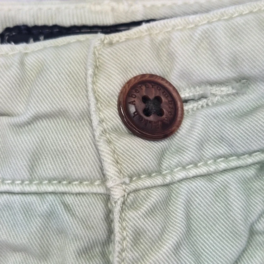 Abercrombie & Fitch Chino Shorts Faded Green Cotton Twill Casual Mens 34